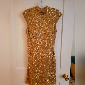 Ashley Lauren Midi Gold Sequin sz 4